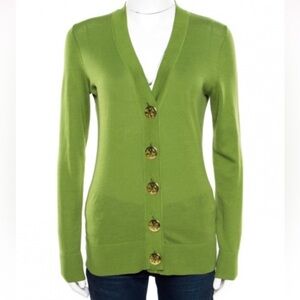 Tory Burch Green Cotton Button Front Simone Cardigan. Sz M. NWT